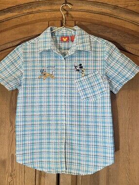 Mickey Mouse Jerry Leigh Disney Short Sleeve Turquoise Women's Shirt Vtg 90's